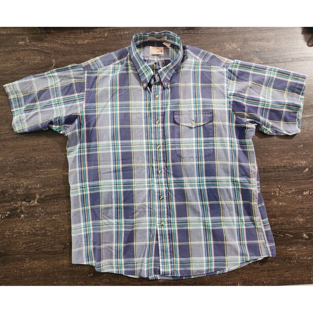Vintage Mens XL The‎ Fox Collection Short Sleeve Plaid Button Up  Regular